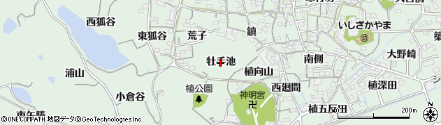 愛知県阿久比町（知多郡）植大（牡手池）周辺の地図