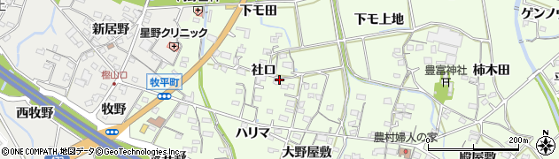 愛知県岡崎市牧平町周辺の地図