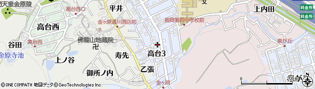 京都府長岡京市高台周辺の地図