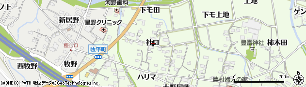 愛知県岡崎市牧平町社口周辺の地図