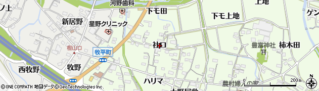 愛知県岡崎市牧平町（社口）周辺の地図