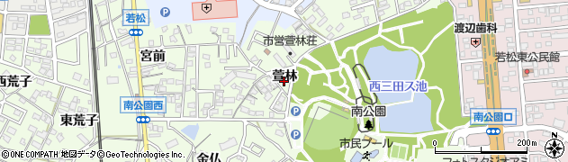 愛知県岡崎市若松町（萱林）周辺の地図