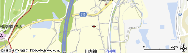 兵庫県三田市上内神周辺の地図