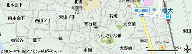 愛知県知多郡阿久比町植大寒行坊29周辺の地図