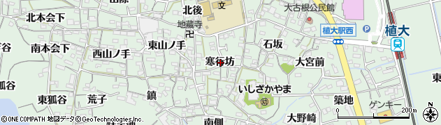 愛知県知多郡阿久比町植大寒行坊周辺の地図