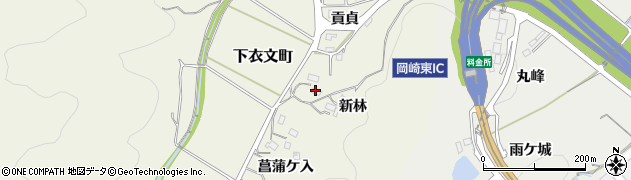 愛知県岡崎市下衣文町（新林）周辺の地図