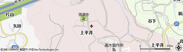 愛知県新城市上平井（張原）周辺の地図