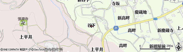 愛知県新城市矢部（谷下）周辺の地図