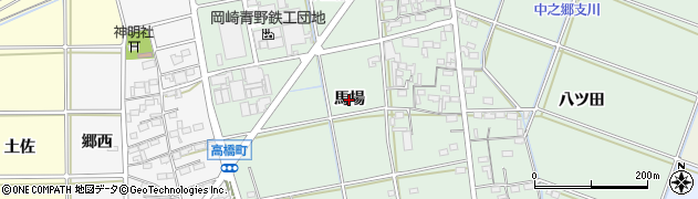 愛知県岡崎市上青野町（馬場）周辺の地図