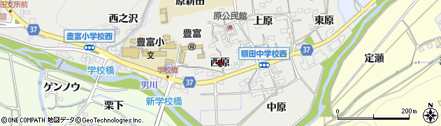 愛知県岡崎市樫山町西原周辺の地図