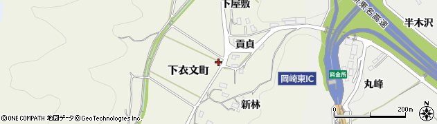 愛知県岡崎市下衣文町（分ケ田）周辺の地図