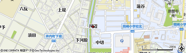 愛知県岡崎市針崎町（川辺）周辺の地図