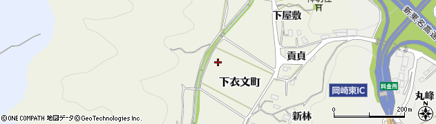 愛知県岡崎市下衣文町（落田）周辺の地図