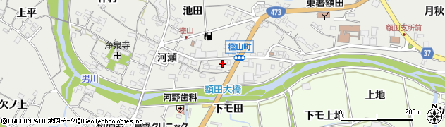 愛知県岡崎市樫山町（八ツ田）周辺の地図