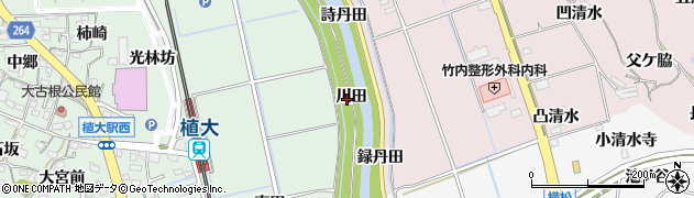 愛知県阿久比町（知多郡）植大（川田）周辺の地図
