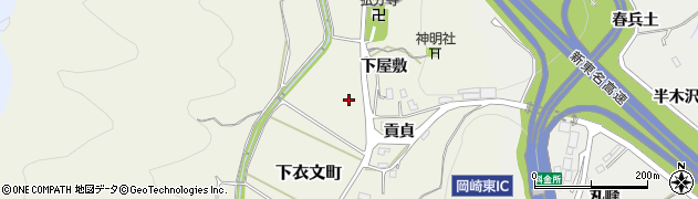 愛知県岡崎市下衣文町周辺の地図