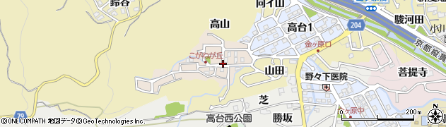 京都府長岡京市こがねが丘周辺の地図