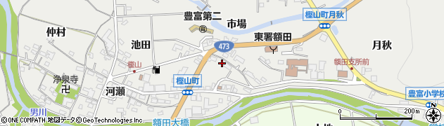 愛知県岡崎市樫山町（市場）周辺の地図