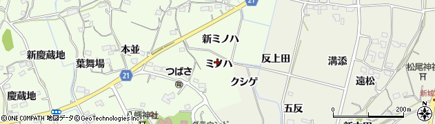 愛知県新城市矢部ミノハ周辺の地図