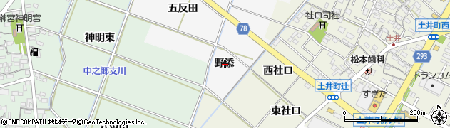 愛知県岡崎市中之郷町野添周辺の地図