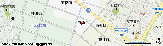 愛知県岡崎市中之郷町（野添）周辺の地図