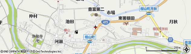 愛知県岡崎市樫山町市場35周辺の地図