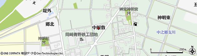 愛知県岡崎市上青野町（中屋敷）周辺の地図