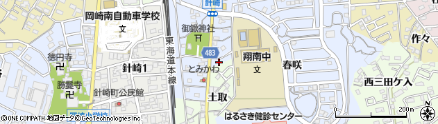 愛知県岡崎市針崎町（山田）周辺の地図