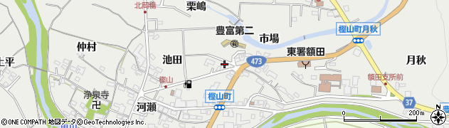 愛知県岡崎市樫山町市場36周辺の地図