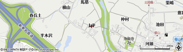 愛知県岡崎市樫山町（上平）周辺の地図