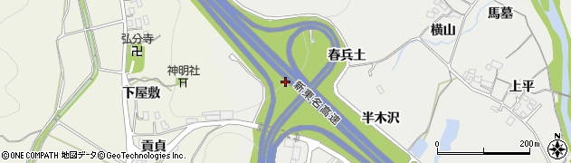 愛知県岡崎市樫山町（春兵土）周辺の地図
