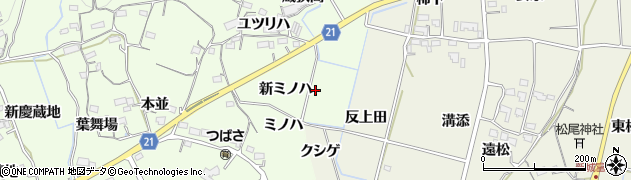 愛知県新城市矢部新ミノハ周辺の地図