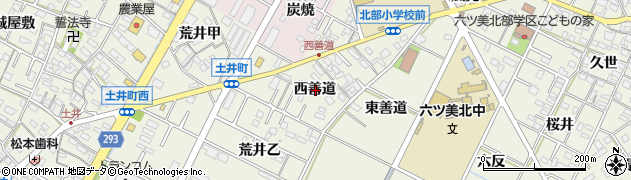 愛知県岡崎市土井町西善道周辺の地図