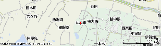 愛知県阿久比町（知多郡）植大（大北浦）周辺の地図