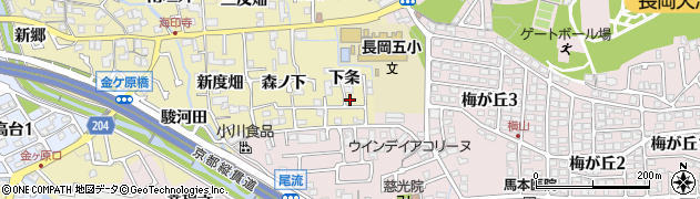 京都府長岡京市奥海印寺（下条）周辺の地図