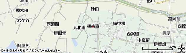 愛知県阿久比町（知多郡）植大（植大西）周辺の地図