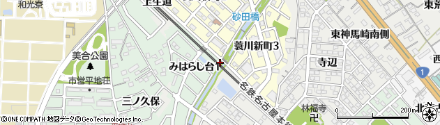愛知県岡崎市蓑川町（川田）周辺の地図