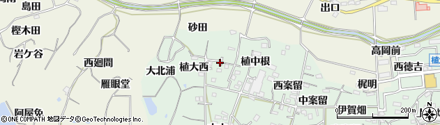 愛知県阿久比町（知多郡）植大（植山ノ神）周辺の地図