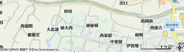 愛知県阿久比町（知多郡）植大（植中根）周辺の地図