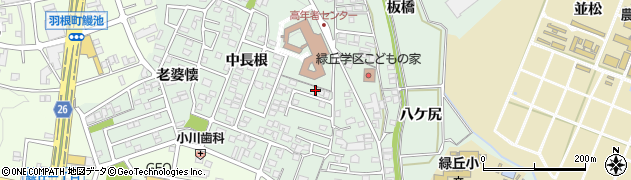 愛知県岡崎市美合町下長根周辺の地図