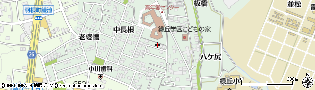 愛知県岡崎市美合町（下長根）周辺の地図