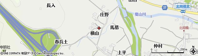 愛知県岡崎市樫山町（横山）周辺の地図