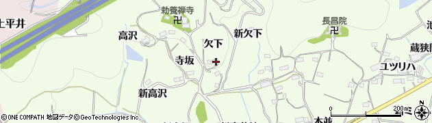 愛知県新城市矢部欠下周辺の地図