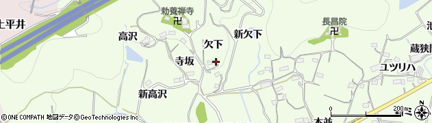 愛知県新城市矢部（欠下）周辺の地図