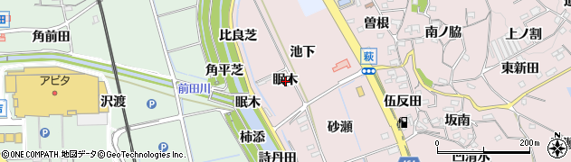 愛知県知多郡阿久比町萩眠木周辺の地図