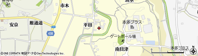 愛知県新城市大宮平田周辺の地図
