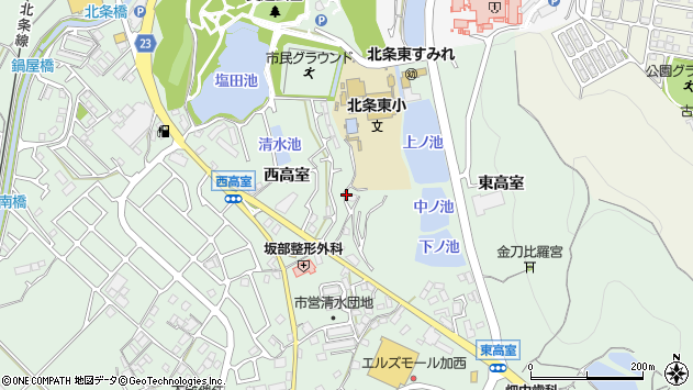 〒675-2322 兵庫県加西市北条町西高室の地図
