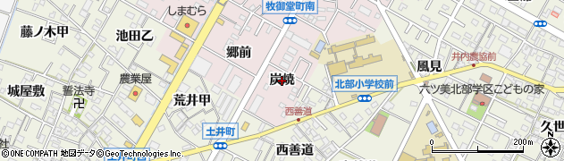 愛知県岡崎市牧御堂町（炭焼）周辺の地図
