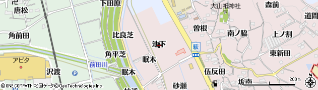 愛知県阿久比町（知多郡）萩（池下）周辺の地図