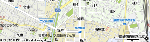 愛知県岡崎市柱町竹ノ花周辺の地図